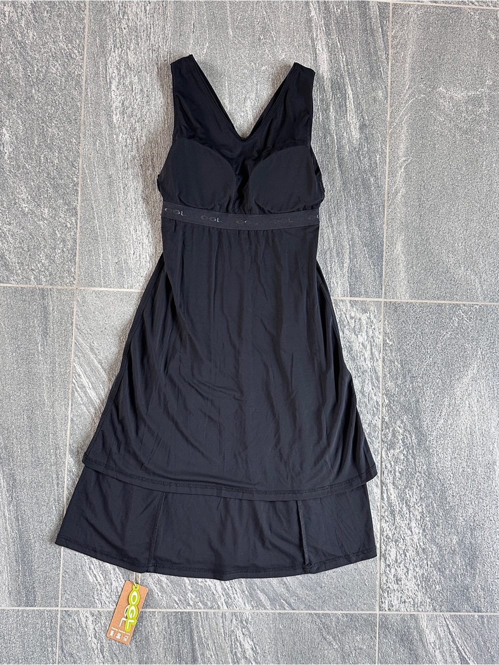 NWT OGL Stretch Ponte V-Neck A-Line Midi Bra Dress Black Removable Pads Small - Picture 11 of 16